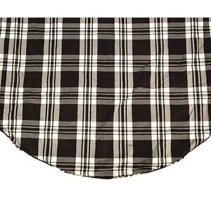 Ballard Designs Tablecloth 61” Round Plaid Black Cream Cotton Circle Topper